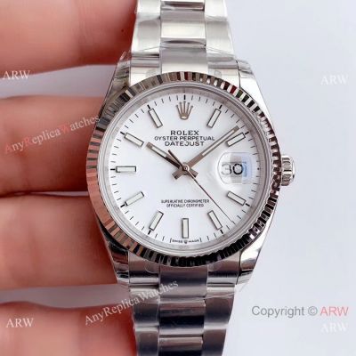 Swiss Grade Copy Rolex Datejust Stainless Steel Oyster White Dial Watch 3235 316L